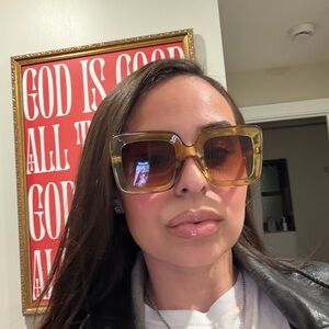 Free People 70s Square Yellow Sunglasses